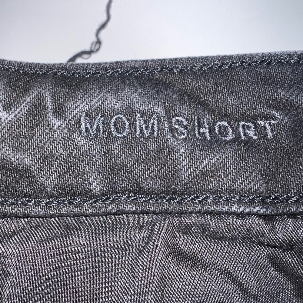 American Eagle Mom Shorts Women 2 Black Excellent High Waisted Raw Hem Stretch - Picture 5 of 10